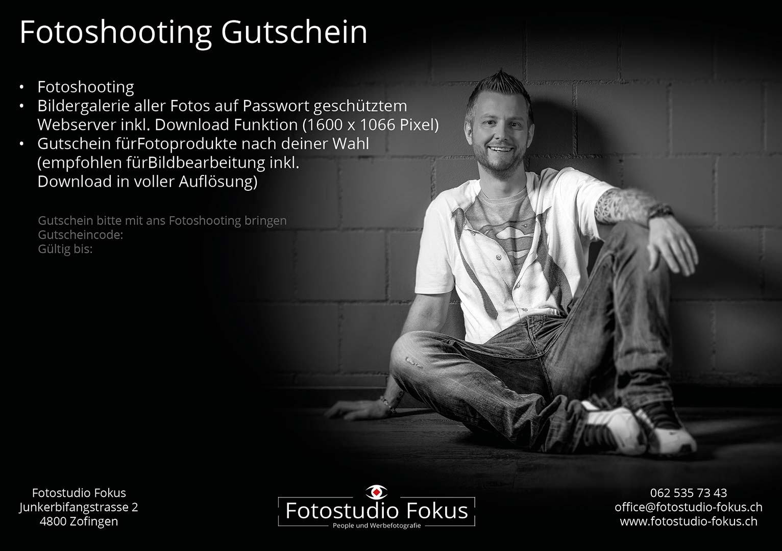 Fotoshootings Gutschein Mann