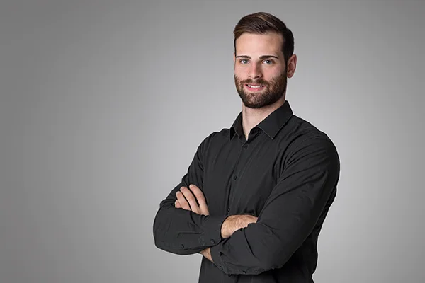 Professionelles Bewerbungsfoto eines Mannes im Fotostudio Fokus in Zofingen.
